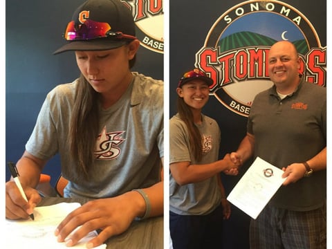 Kelsie Witmore signs with the Sonoma Stompers. 
